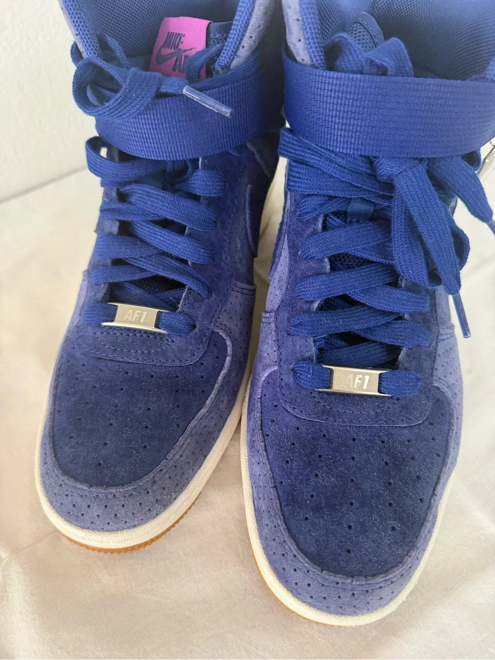 Nike Air Navy Suede High-Top Sneakers‎ with White Midsole